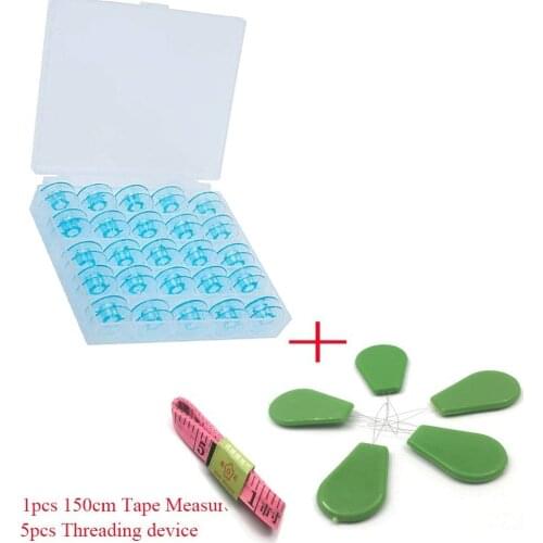 Sewing Machine Bobbins 25pcs/Box 9033P Blue Bobbins for PFAFF(Front) Group A C D E F G 820779096 5Needle threaders 1Measure Tape