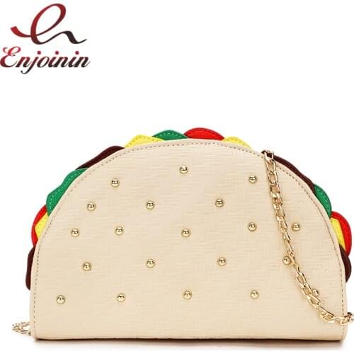 Taco Shape Wallet Clutch Bag for Women Sandwich Fashion Purses and Handbags Crossbody Chain Bag Shoulder Bag Novelty Handbag