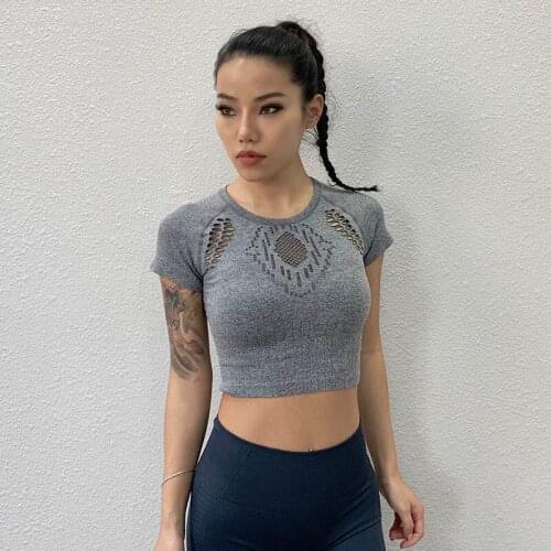 Yoga Crop Top Womens Fashion Outdoor Sports Short Sleeve Womens Yoga T-shirt Top Deportivo Mujer Camisetas