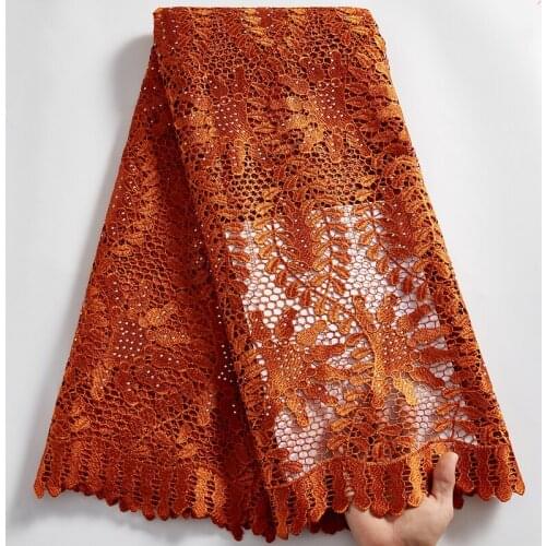 SJD LACE Red African Guipur Lace Fabric 2021 New Pattern Guipure Sewing Embroifery Fabric 5 Yards Dresses For Womem Party A 2514