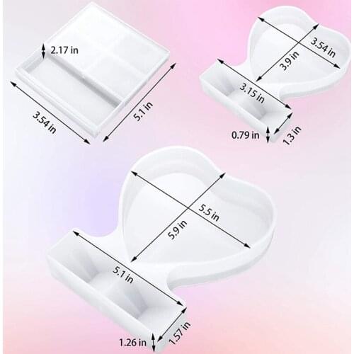 LBER 3 Pieces Resin Photo Frame Molds Rectangle Picture Frame Mold Heart Shape Silicone Mold for Resin Casting