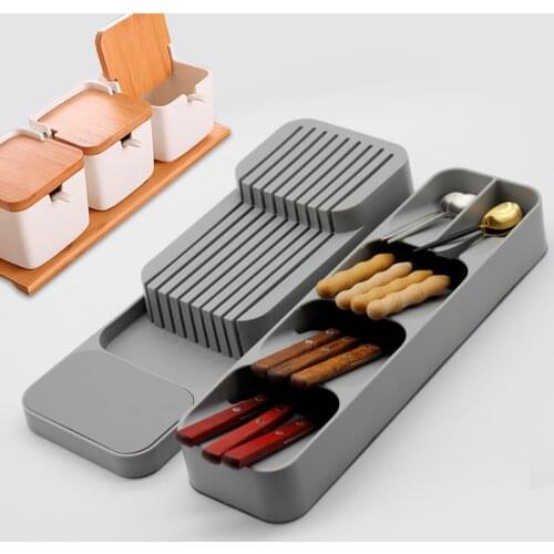 Cutlery Storage Tray Knife Holder PP Spoon Fork Storage Box Tableware Organizer Container plateau Knife Block Holder Kitchen