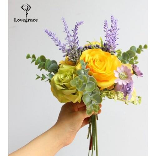 Lovegrace Wedding Bouquet Silk Roses Wedding Flowers Bridal Bouquet Artificial Flowers A Marriage Wedding Bridesmaids Bouquets