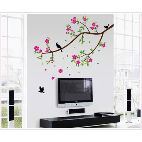 Flower Sakura Wall Stickers Graceful Peach Blossom birds Wall Stickers Kids Room Living Room Mural 9033. Home Decoration