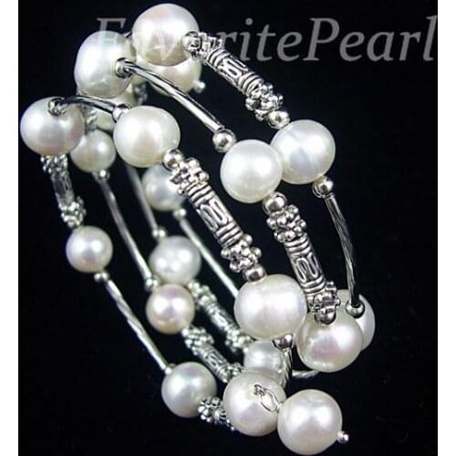 New Arrival Pearl Bracelet AA 6-10mm Triple Row Natural Freshwater Pearl Bracelet Handmade Fine Jewelry Charming Women Gift