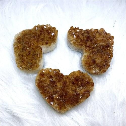 Wholesale prices carving natural citrine quartz cluster hand made heart reiki healing crystals figurine for home decor