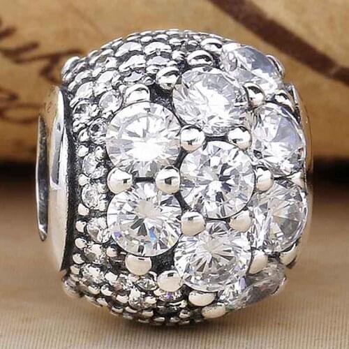 Original Pave Enchanted With Clear Crystal Beads Fit 925 Sterling Silver Bead Charm Bracelet Bangle Diy Jewelry