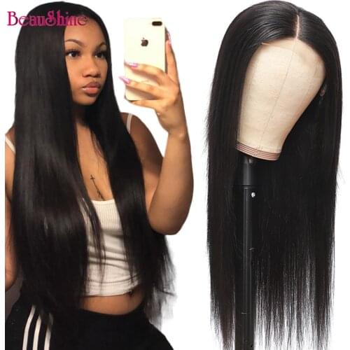 Straight Human Hair Wigs Glueless 4x4 Lace Wig Brazilian Straight Hair Wigs Pre Plucked Lace Closure Wigs