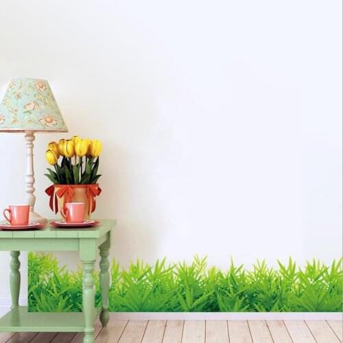 Green Grass Skirting Line Hallway Window Bedroom Living Room Cabinet Decorative Wall Sticker Home Decor