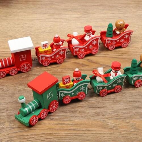 Gift DIY function childrens train toy various cartoon wooden train model entertainment decorations cute Christmas