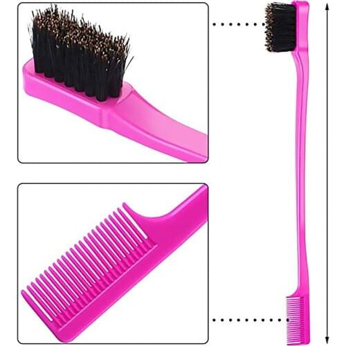 Hair Hairstyle Styling Tool Accessories 2 in 1 Double-sided Edge Control Hair Comb Eyebrow Brush Combs for Hair Styling