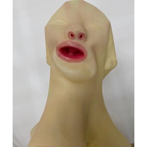 Transparent Latex Hood 0.6MM Thickness Latex Mask with Nose Tube Enclosed Latex Rubber Mask For Women Head size 54-59cm