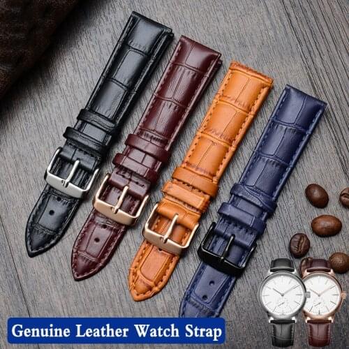 Genuine Leather Watchbands 14/16/18/20/22mm Steel Pin buckle For Rossini Citizen Watch High Quality Wrist Belt Bracelet + Tool