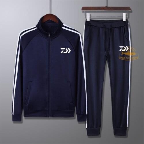 DAIWA Outdoor Camping Hiking Sport Set Striped Clothes Fishing Jacket Pants Suit Spring and Autumn Fishing Cotton Clothing