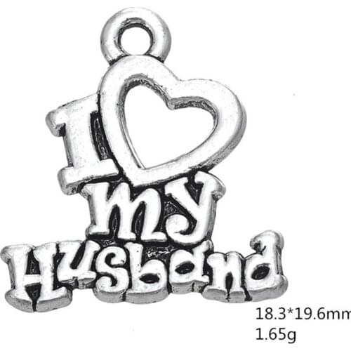 Ancient Silver I LOVE my Husband Heart Pendant Necklace Charms Jewelry Accessories For DIY Handmade Keychains,Bracelets Making