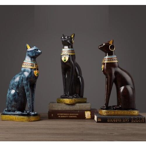 EGYPTIAN CAT RESIN CRAFT VINTAGE HOME DECOR MODERN BASTER GODDESS GOD PHARAOH FIGURINE STATUE FOR TABLE ORNAMENTS GIFT X4242