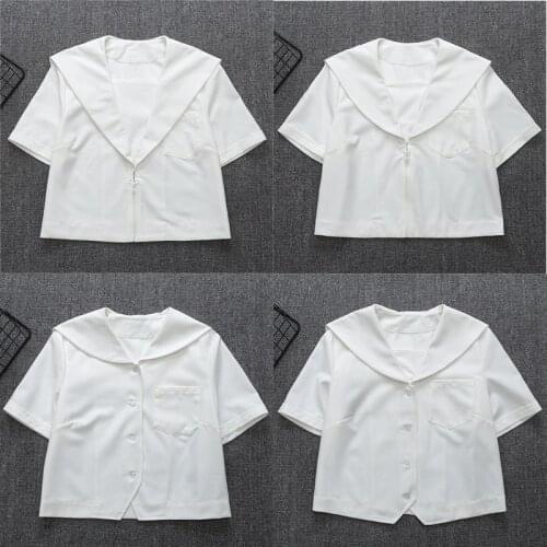 Japanese School Short Sleeve White Sailor Suit T-shirt Sapporo Lapel Kanto Kansai Lapel Nagoya Lapel JK Uniforms Basic Tops