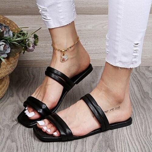 Womens Shoes Narrow Band Sandals Women 2021 Summer Casual Femmes Sandales Outdoor Beach Slides Ladies Slippers Flat Shoes