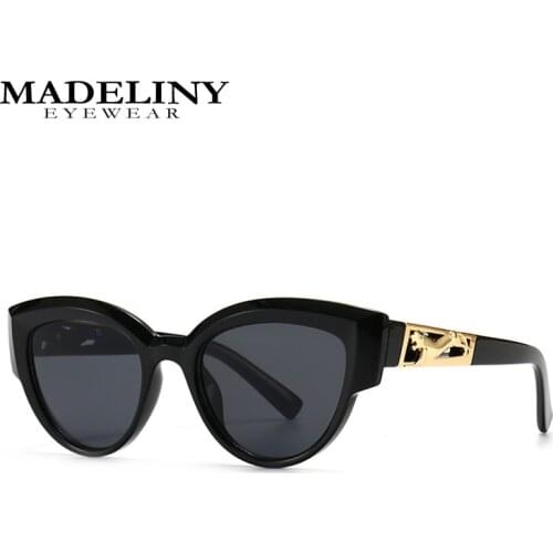 MADELINY 2021 New Fashion Cat Eye Sunglasses Women High Quality Sun Glasses Female Black Blue Leopard Eyewear UV400 MA482