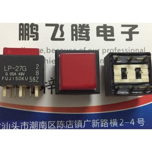 1PCS Japan FUJISOKU LP-27G LP1S-27G-229-Z square touch switch 15*15 with self-locking button with lamp red light 8 feet