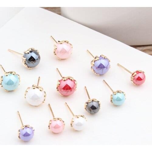 10pcs Diy Handmade Jewelry Accessories Korean Version Of The Color Imitation Shell Pearl Diy Earrings