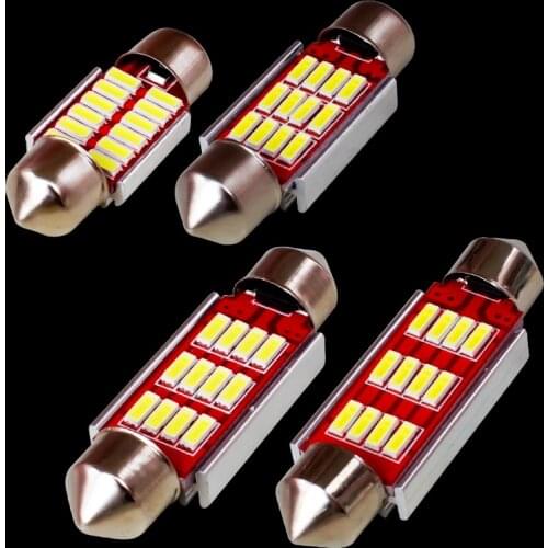 10PCS Festoon 31mm 36mm 39mm 41mm C5W CANBUS NO Error Auto Light 12 SMD 4014 LED Car Interior Dome Lamp Reading Bulb White DC12V