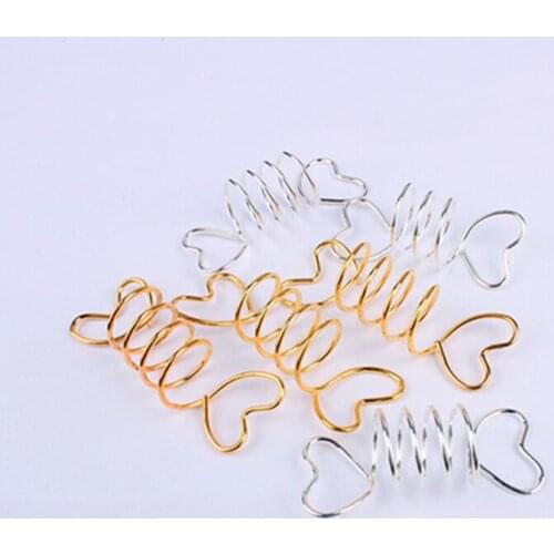 10pcs Gold Silver hair braid dread dreadlock beads heart spiral springs for hair charms extension accessories