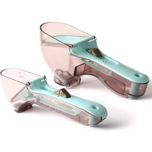2Pcs Adjustable Measuring Spoons Kitchen Tools Plastic Scale Measuring Spoons Set
