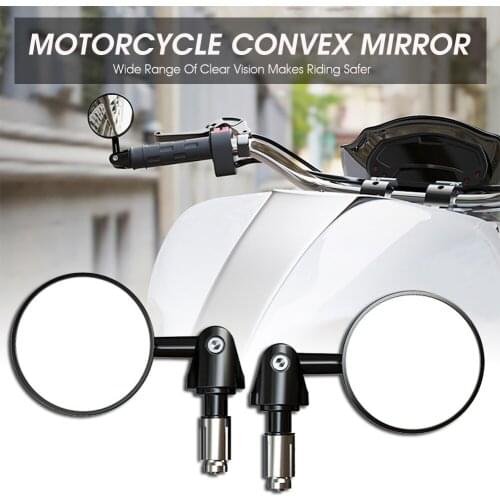 2pcs Motorcycle Rearview Handlebar Plane Convex Mirror Motorbike Bicycle Handle Bar Side Back Rear View Mirrors Angle Adjustable
