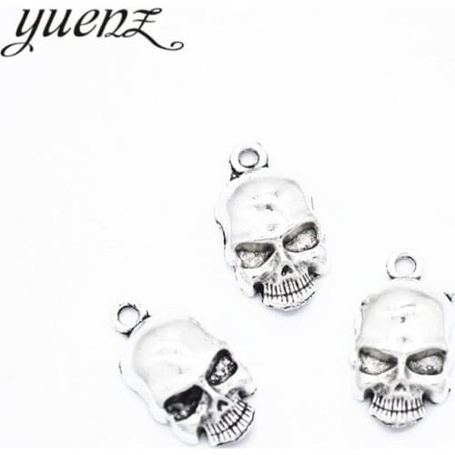 YuenZ 20pcs Antique silver color skull Charms Pendants DIY Jewelry for Necklace Bracelet Making Accessaries 19*10mm F31