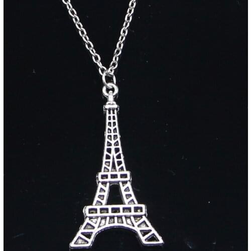 20pcs New Fashion Necklace 44x24mm eiffel tower paris Pendants Short Long Women Men Colar Gift Jewelry Choker