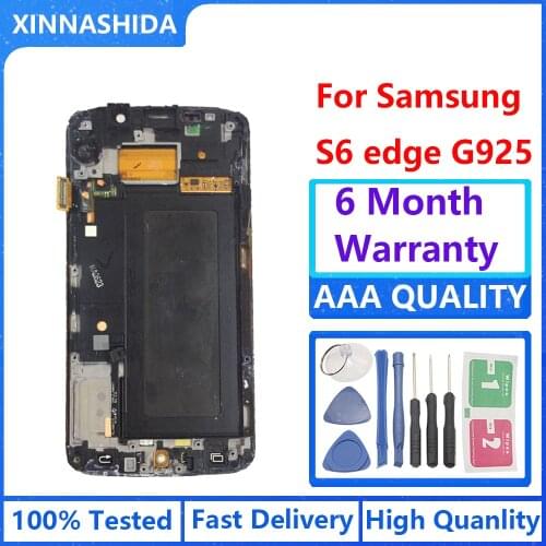 5.1'' AMOLED Display for SAMSUNG Galaxy S6 edge LCD Frame G925 G925I G925F Touch Screen Digitizer Service pack