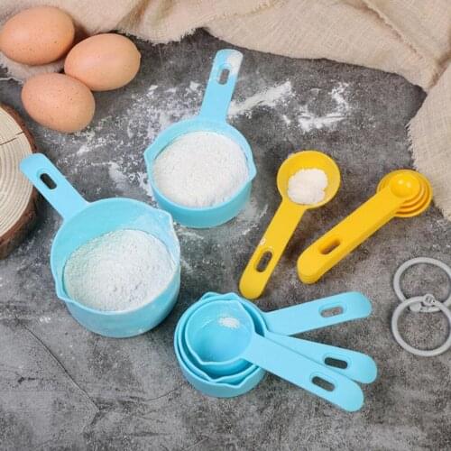 5pcs Blue Yellow Measuring Cups Spoon Kitchen Coffee Tea Baking Cooking Tool Set