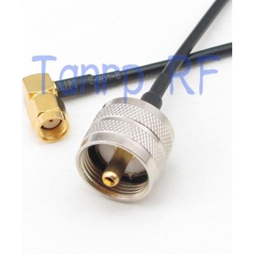 8in UHF male PL259 to RP-SMA male right angle RF connector adapter 20CM Pigtail coaxial jumper cable RG174 extension cord