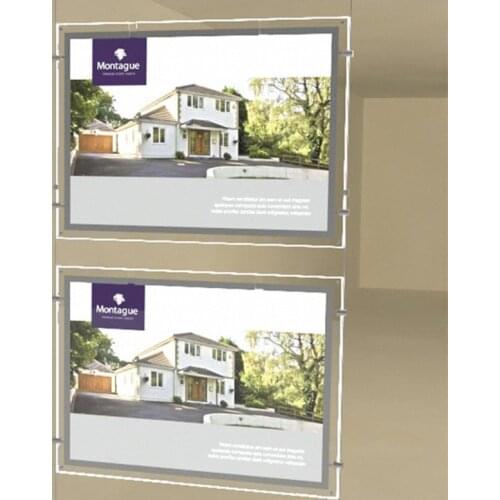 A2 Acrylic Frame Real Estate Agent Window Display Cable Wire Hanging Double Sided Led Light Pockets