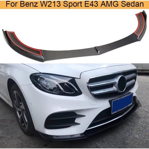 Car Front Bumper Lip Spoiler For Mercedes-Benz E Class W213 Sport E43 AMG 4 Door 2016-2019 Car Front Lip Splitters Carbon Fiber