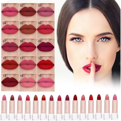 15 Colors Lip Stick Matte Velvet Lip Gloss Waterproof Non Sticky Long Lasting Lip Glaze Lipstick Makeup Cosmetics