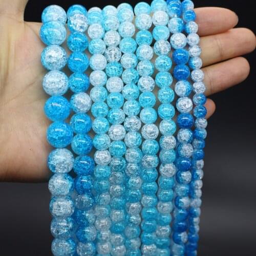Oameusa Blue White Popcorn Crystal Glass Beads Agates Beads Loose Beads For Jewelry Making Spacer Beads Accessories Diy Make