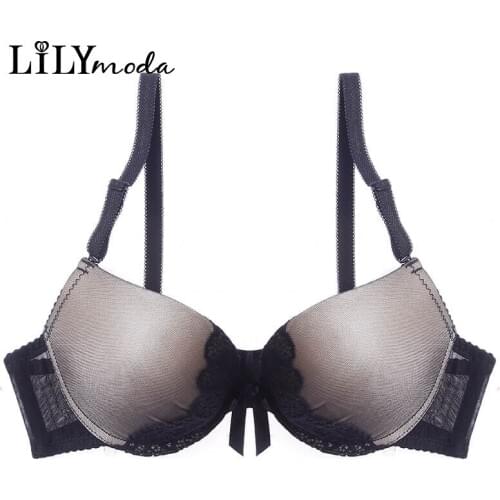 Sexy Temptation Butterfly Lace Bra T shirt For Women Ladies 3/4 Cup Push Up Underwear Female Brassiere Lingerie Breathable Soft