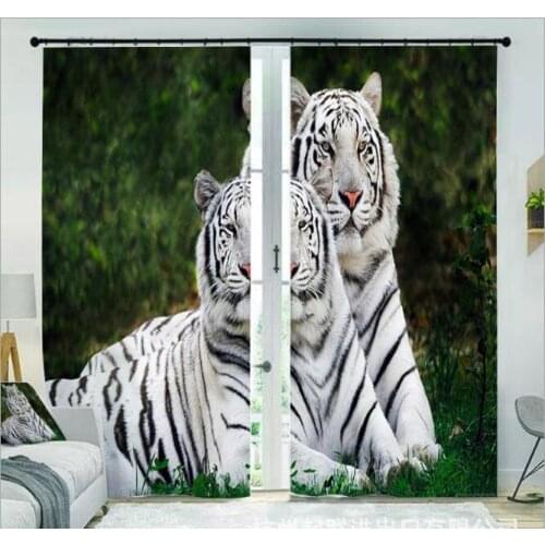 Two white tigers in Europe 3D Window Curtain Luxury Blackout living room kids Bedroom decorate Cortina Drapes Rideaux pillowcase