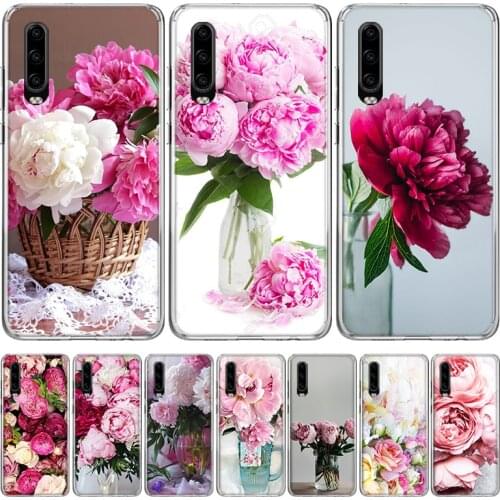 Elegant Pink Purple Peony Flower On the Vase Phone Case for Huawei P30 P40 P20 P10 Mate 20 10 30 Lite Pro P Smart Z Plus + Art L