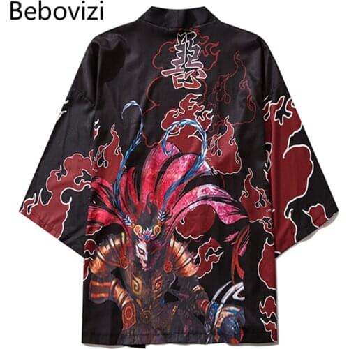 Bebovizi Japanese Style Kimonos Cardigan Robe Men Women Samurai Print Causal Clothes Loose Summer Cosplay Yukata Asian Clothes