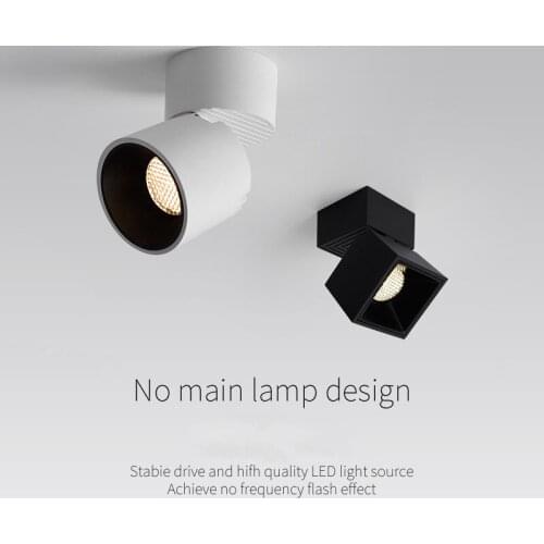 Creative led surface mounted spotlight anti-glare adjustable angle home background wall square aisle ceiling small downlight