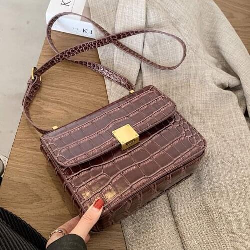 SWDF Small PU Leather Flap Bags For Women 2021 Winter Trendy Stone Pattern Crossbody Shoulder Handbags Branded Trending Hand Bag