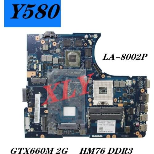 Y580 QIWY4 LA-8002P motherboard For Lenovo Y580 Laptop Motherboard 90001314 GTX660M 2G HM76 DDR3 support i7 Test 100% work