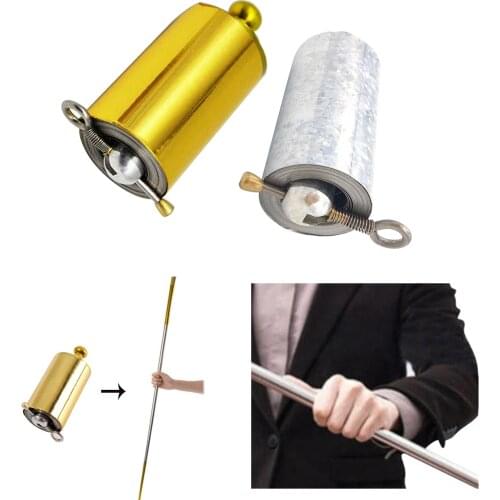 2Sets 110cm Golden Metal Appearing Cane with Teaching Cards, Pocket Staff magician Stage magician Trick for Amateur Beginners