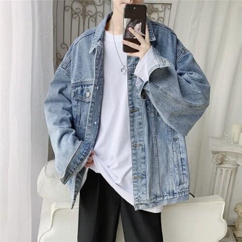 Fashion 2021 teenager Denim jacket male Korean autumn new loose handsome casual all-match jacket retro washed denim jacket