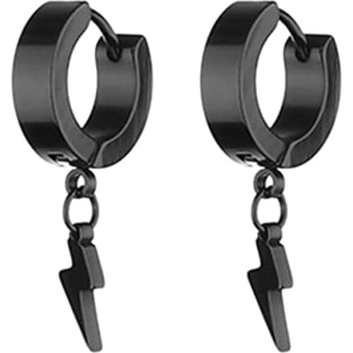 Men Clip On Earrings Hiphop Punk Hypoallergenic Titanium Steel Earrings Ear Clip Earrings