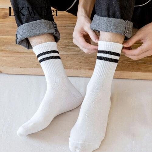 LKWDer 5 Pairs Black White Classic Short Tube Socks Men Women All Match Solid Color Combed Cotton Couple Unisex Socks Calcetines
