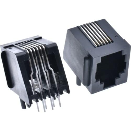 NEW 100PCS x RJ11 57-6P6C-L Right Angle PCB Phone Modular Jack Female Telephone Socket LAN Connector